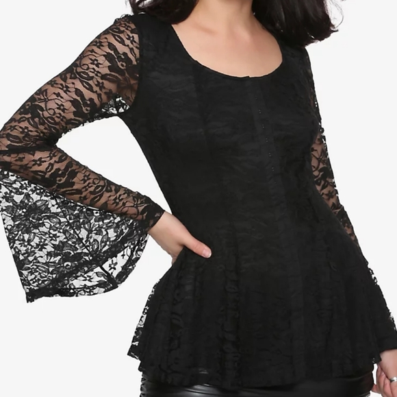 Bell Sleeve Peplum Top - Picture 1 of 4